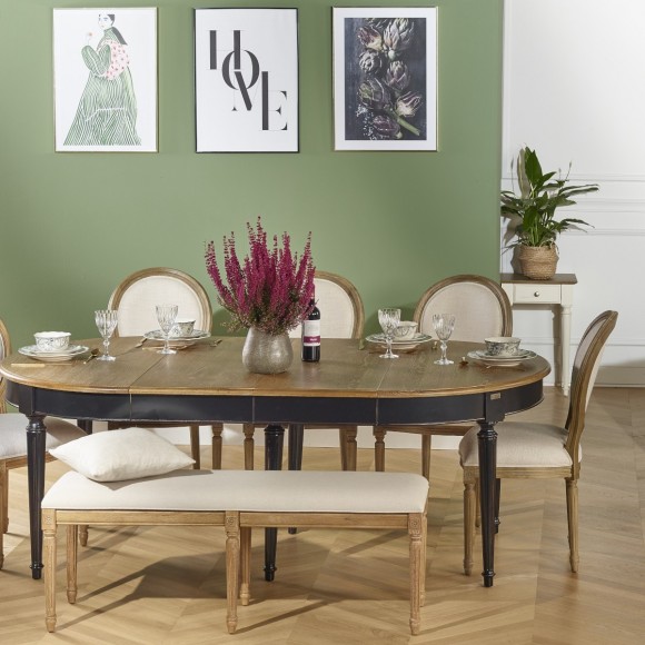 FLORENCE - Romantic style extendable dining table in oak, 4/10 seats, FSC® certified wood