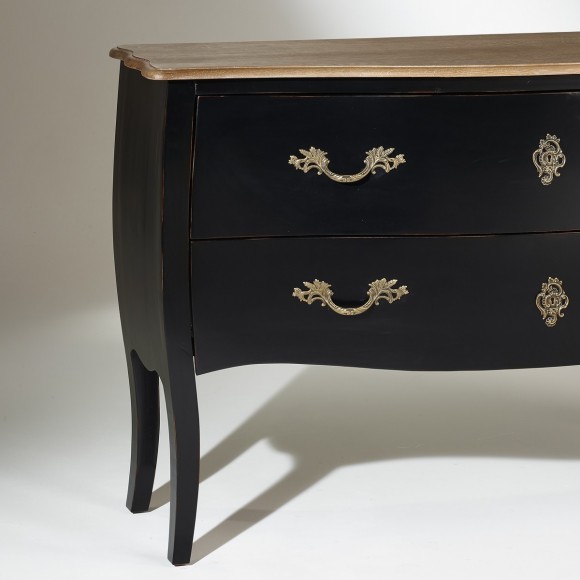 ALIENOR - Commode style classique, plateau chêne, 2 tiroirs, bois certifié FSC®