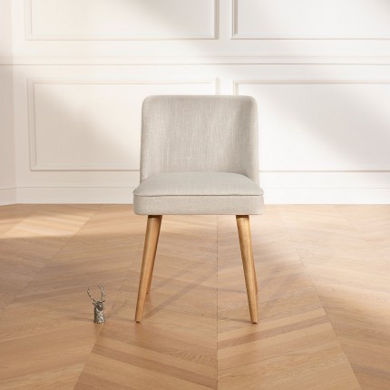 APOLLINE LINUM - Sedie in stile scandinavo in tessuto ignifugo e legno massiccio, set di 2, legno certificato FSC®