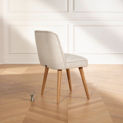 APOLLINE LINUM - Sedie in stile scandinavo in tessuto ignifugo e legno massiccio, set di 2, legno certificato FSC®