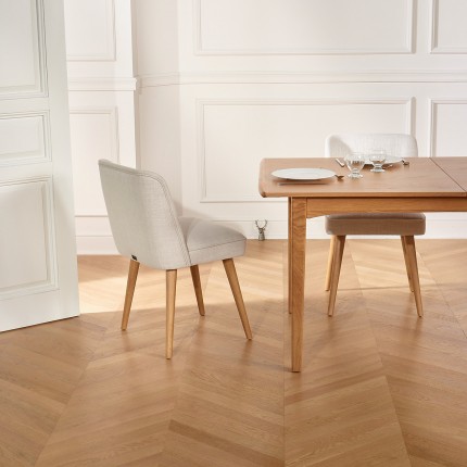 APOLLINE LINUM - Sillas de estilo escandinavo en tela ignífuga y madera maciza, juego de 2, madera certificada FSC®