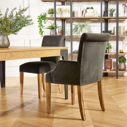 ALIX - Modern style dining chair made of solid wood and velvet fabric, 1 seat