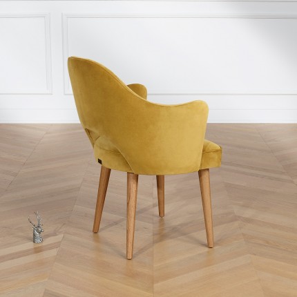 SAINT GERMAIN - Silla de mesa estilo nórdico en madera maciza y tela de terciopelo, 1 plaza