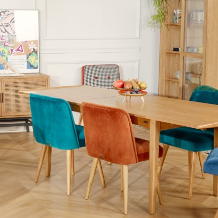 DALHIA - Table de repas à rallonge scandinave en chêne, 6/8 couverts, bois certifié FSC®