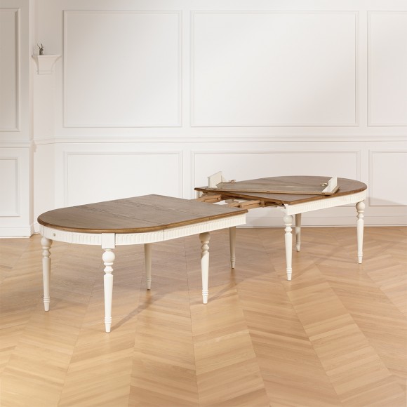 AUDE - 12 Seat Dining Table Round White Extendable