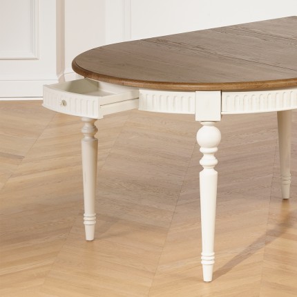 AUDE - 12 Seat Dining Table Round White Extendable