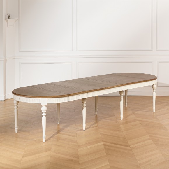 AUDE - 12 Seat Dining Table Round White Extendable