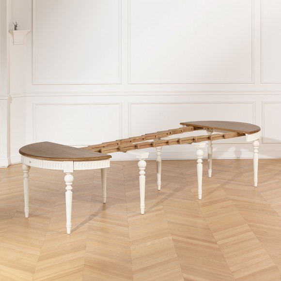 AUDE - 12 Seat Dining Table Round White Extendable