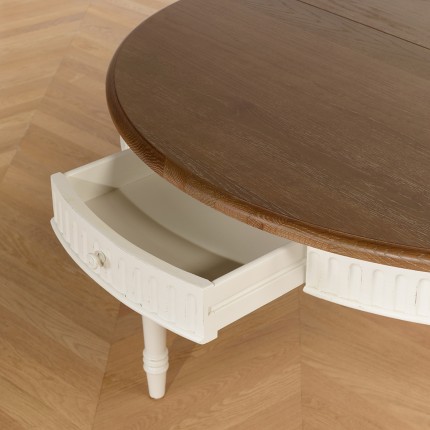 AUDE - 12 Seat Dining Table Round White Extendable