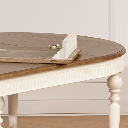 AUDE - Tavolo da pranzo allungabile bianco stile shabby chic in legno, 6/16 coperti