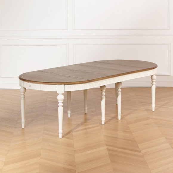 AUDE - 12 Seat Dining Table Round White Extendable