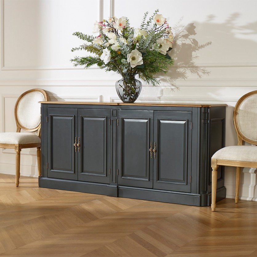 ARTHEMISE – Credenza da sala da pranzo in stile shabby chic in legno massello, 4 ante, legno certificato FSC®