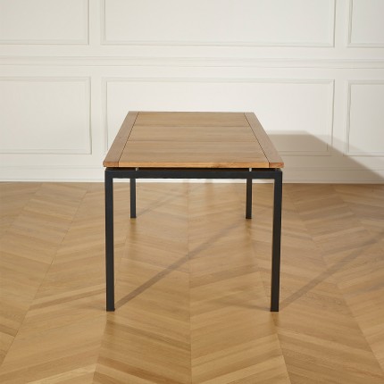 AIMIE - Mesa de comedor estilo industrial con tablero de roble y patas de metal, para 8 personas, madera certificada FSC®