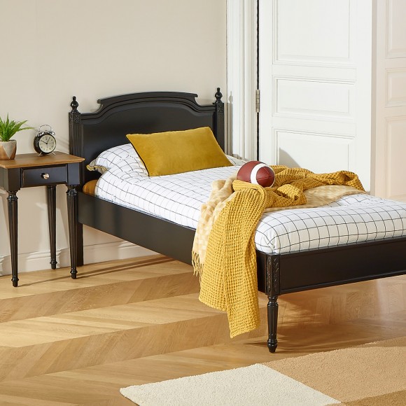 HANNAH - Einfaches Bett im Shabby-Chic-Stil aus massivem Holz, 1 Platz, 90 x 190