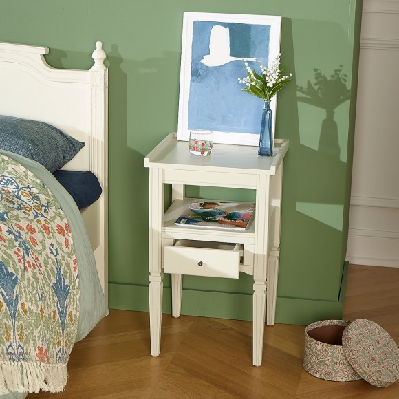 IVANKA - Bedside table in greige silk pine, 1 drawer