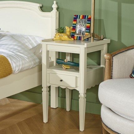 IVANKA - Bedside table in greige silk pine, 1 drawer