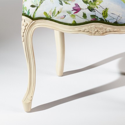 LOUVRE WONDERS - Shabby chic style armchair in printed linen and solid wood, 1 seat