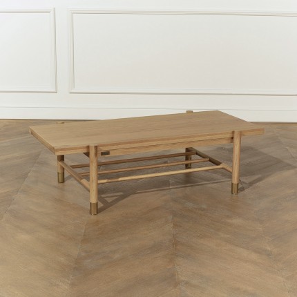 GEORGETOWN - Modern style coffee table in oak, rectangular top, golden legs