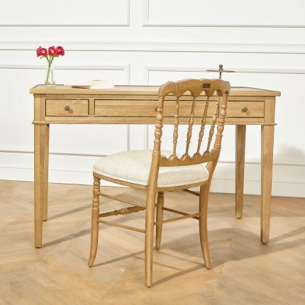 NAPOLEONE III - Sedie barocche in stile romantico in legno massello e lino premium, set di 2