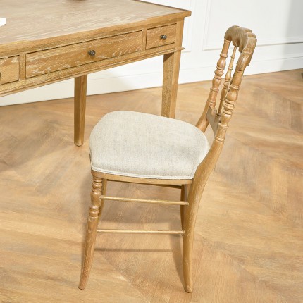 NAPOLEONE III - Sedie barocche in stile romantico in legno massello e lino premium, set di 2