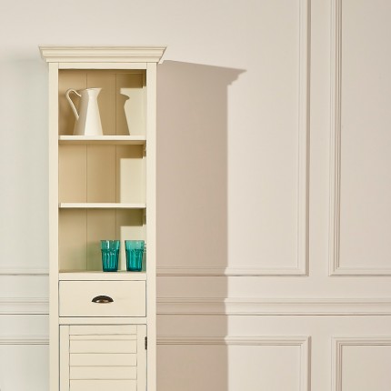 BELMA - Estantería estilo costero de madera maciza, 1 puerta, 2 estantes, 1 cajón