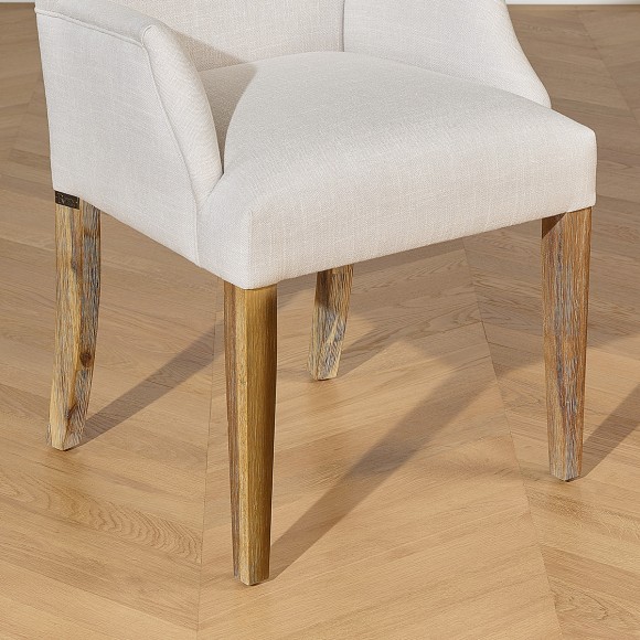 ALIX - Sillón de mesa de estilo contemporáneo en madera maciza y tejido ignífugo, 1 plaza