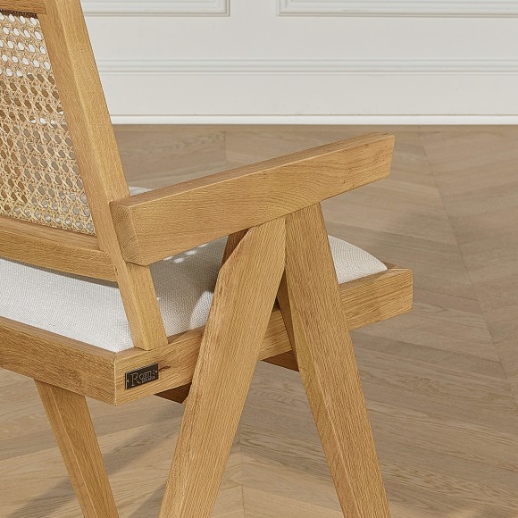 CAPORAL - Sillón de estilo moderno en madera maciza y tela ignífuga, 1 plaza