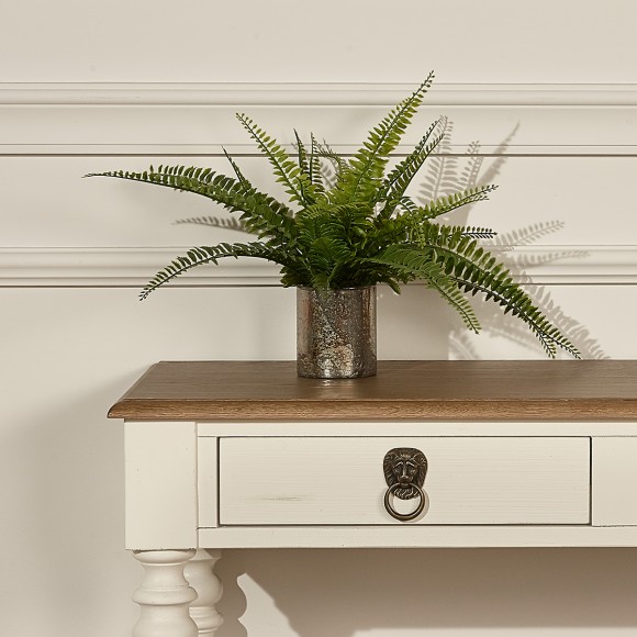 ANGLOIS - Shabby chic style entry console, oak top, white or black patina