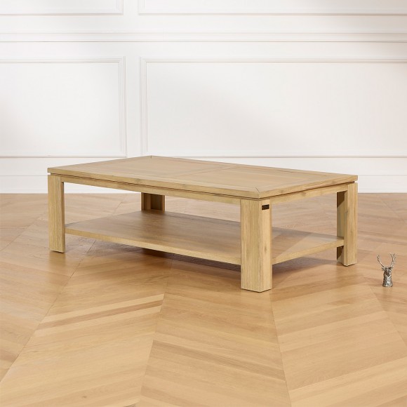 ENZO - Mesa de centro estilo moderno de madera, estante bajo