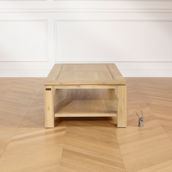 ENZO - Mesa de centro estilo moderno de madera, estante bajo