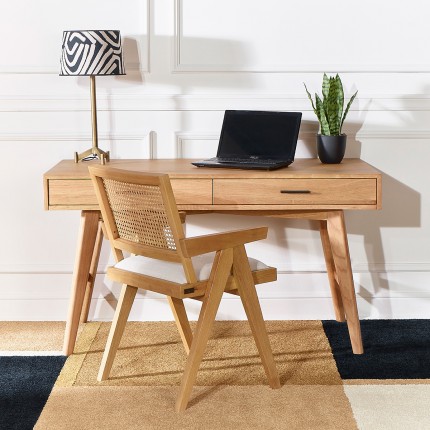 BROOKLYN - Scandinavian-style oak desk, 2 drawers