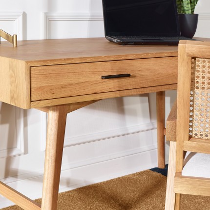 BROOKLYN - Scandinavian-style oak desk, 2 drawers