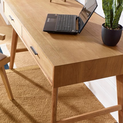 BROOKLYN - Scandinavian-style oak desk, 2 drawers