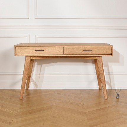 BROOKLYN - Scandinavian-style oak desk, 2 drawers