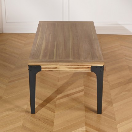 BALTIMORE - Modern style extendable dining table, wood and metal, seats 10/12