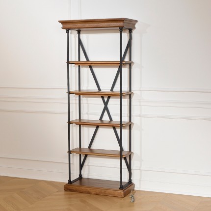 FLAUBERT - Industrial style shelf in solid wood and metal, 4 shelves