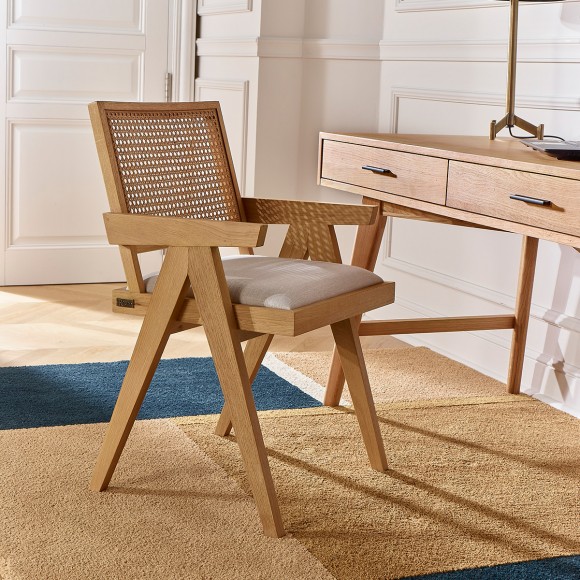 CAPORAL - Fauteuil style moderne en bois massif et tissu anti-feu, 1 place