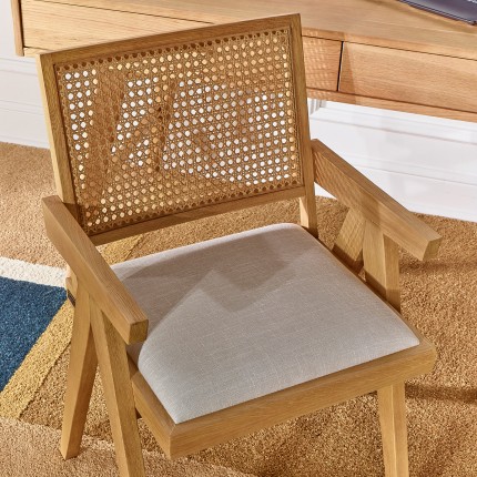 CAPORAL - Sillón de estilo moderno en madera maciza y tela ignífuga, 1 plaza