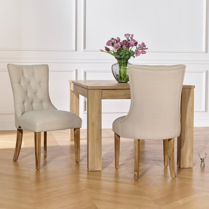 OPHELIA - Modern style upholstered chairs, solid wood and linen fabric, set of 2, FSC® certified wood