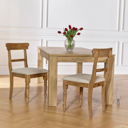 SARAH – Contemporary style dining chairs in solid wood and premium linen fabric, set of 2, FSC® certified wood