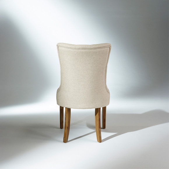 OPHELIA - Upholstered chairs in solid wood and cotton linen, set of 2