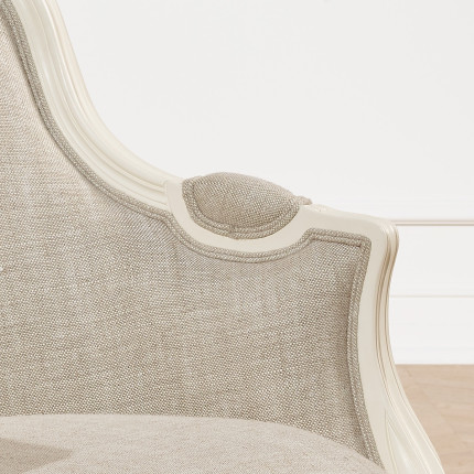 VICTOR - Sillón bergère estilo romántico de madera y lino premium, 1 plaza