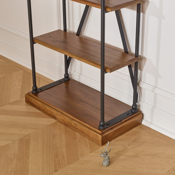 FLAUBERT - Industrial style shelf in solid wood and metal, 4 shelves