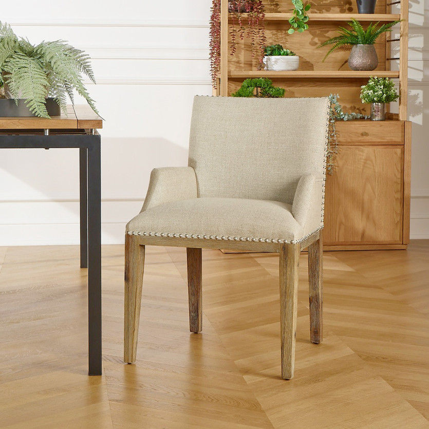 IANA- Fauteuil de table à manger style moderne en bois massif, bois certifié FSC®, 1 place