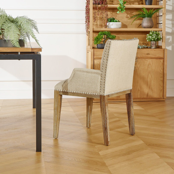 IANA- Fauteuil de table à manger style moderne en bois massif, bois certifié FSC®, 1 place