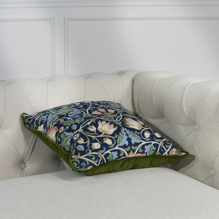 CLOCHETTE – Coussin carré style romantique en velours de coton avec motifs floraux, 43 x 43 cm