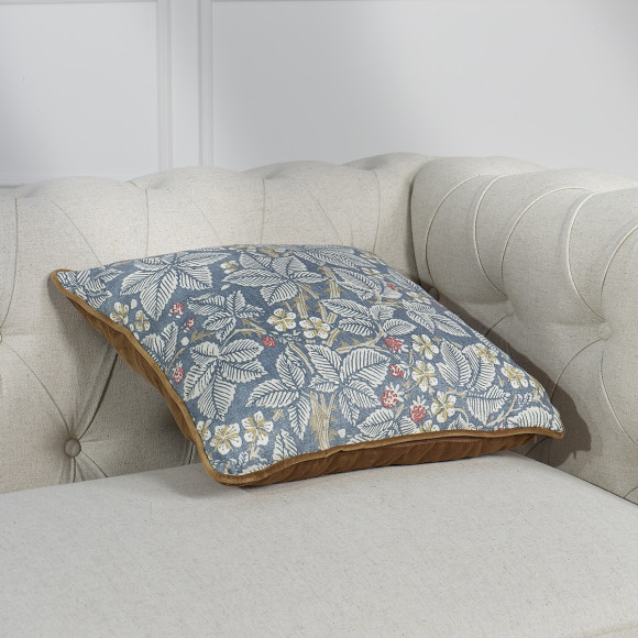 FRAICHEUR FLORALE - Coussin carré style romantique en tissu à motifs botaniques, 43 x 43 cm