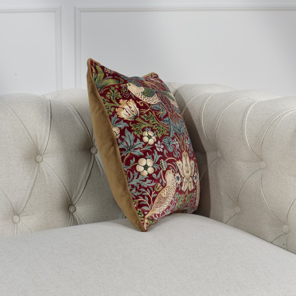 CÉLESTINE – Romantic style square cushion with fauna and flora patterns, 43 x 43 cm