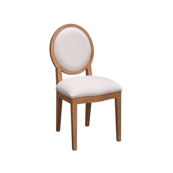 MONTANA – Chaises médaillon modernes en chêne massif et lin coton, lot de 2