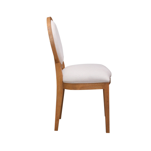 MONTANA – Chaises médaillon modernes en chêne massif et lin coton, lot de 2